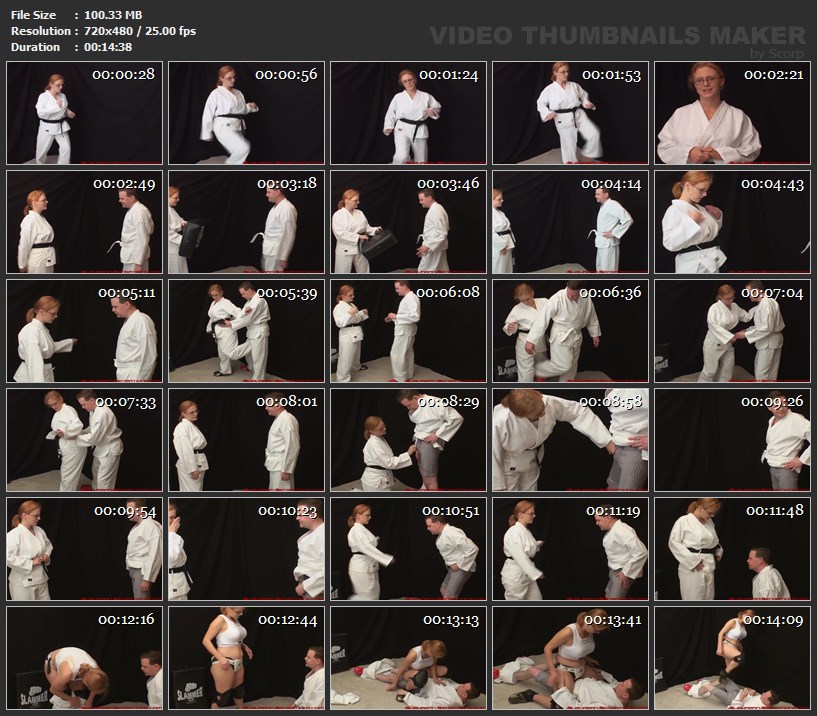 Karate girl groin kicks training
