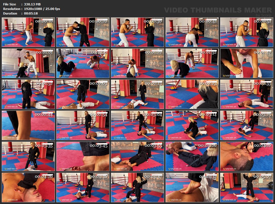 Olga black gi karate beatdown - domination