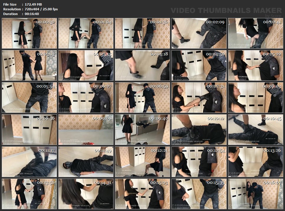 Lady in Black - Sexy chinese girl ballbusting