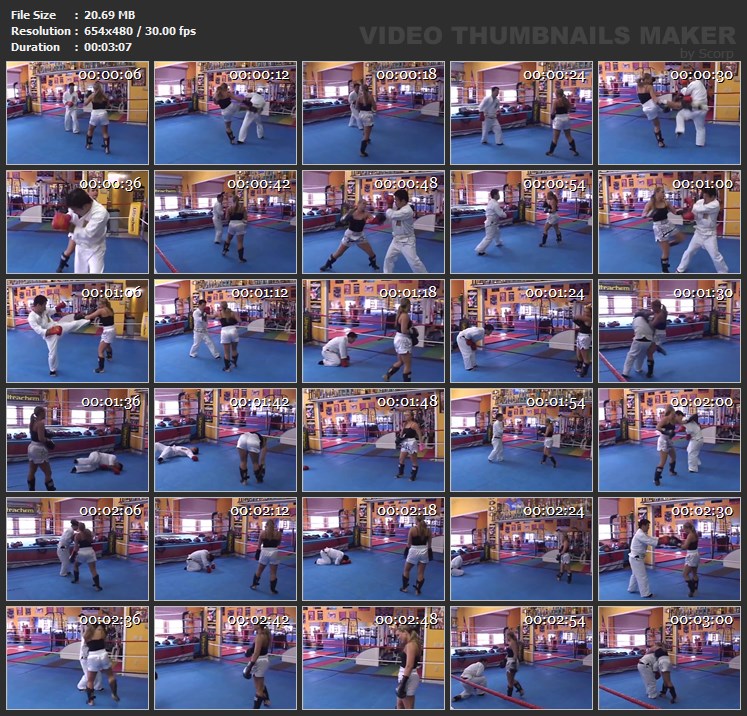 Kickboxing Girl beats up karate Guy
